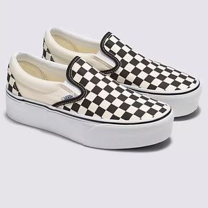 Vans checkered platform slip ons